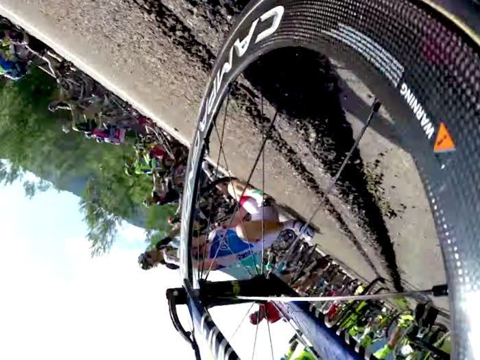 GoPros pick up the crashes too — this one involved a rider who went tumbling with a cam apparently intact.