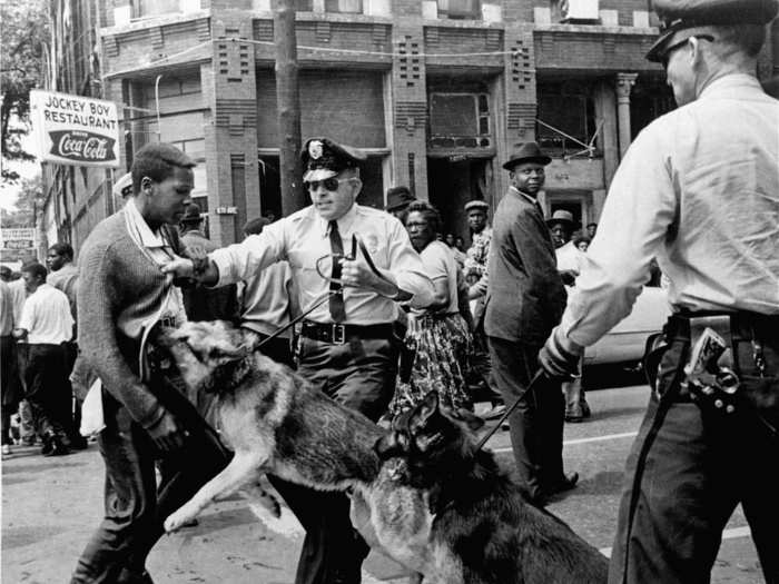 High-pressured water hoses and attack dogs were unleashed on the protesters in what is now referred to as The Birmingham Campaign.