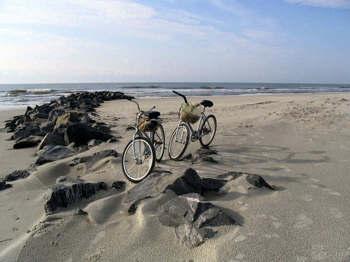 Bike on a sandy beach, like in Hilton Head, South Carolina.