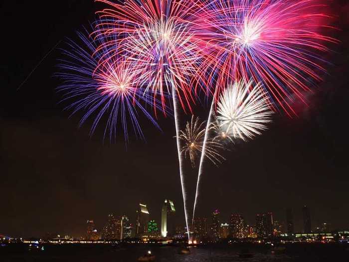 SAN DIEGO: Organizers expect up to 500,000 people at the 14th annual Big Bay Boom Fireworks Show, the largest display on the West Coast. The 18-minute program will launch fireworks from four different barges.