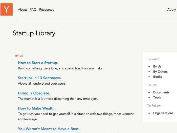 Y Combinator Startup Library