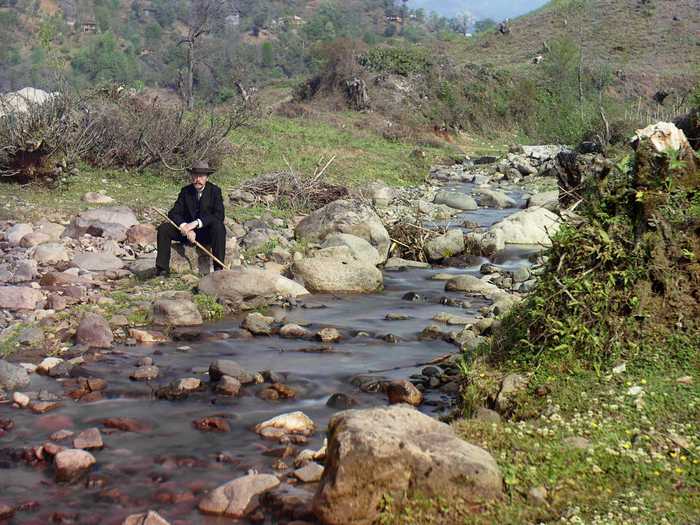 And finally here is the photographer himself taking a self-portrait near what is believed to be the Korolistskali River, located near the seaport of Batumi in Georgia.