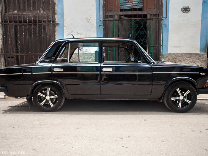 Speckled among the classic American relics are the boxy Soviet-made Ladas, another clear reminder of the USSR