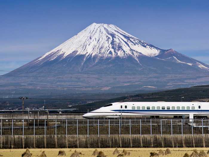 You can also catch amazing views of Mt. Fuji while riding the Shinkansen (aka the bullet train), which goes up to 200 mph, into town.