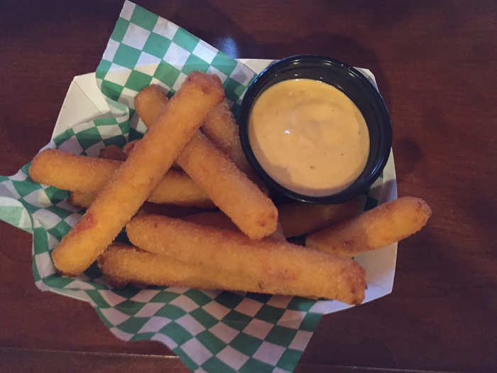 Limerick Stix: A blend of pimento cheese and cayenne pepper coated in a corn meal mix, deep-fried and served with custom dipping sauce.