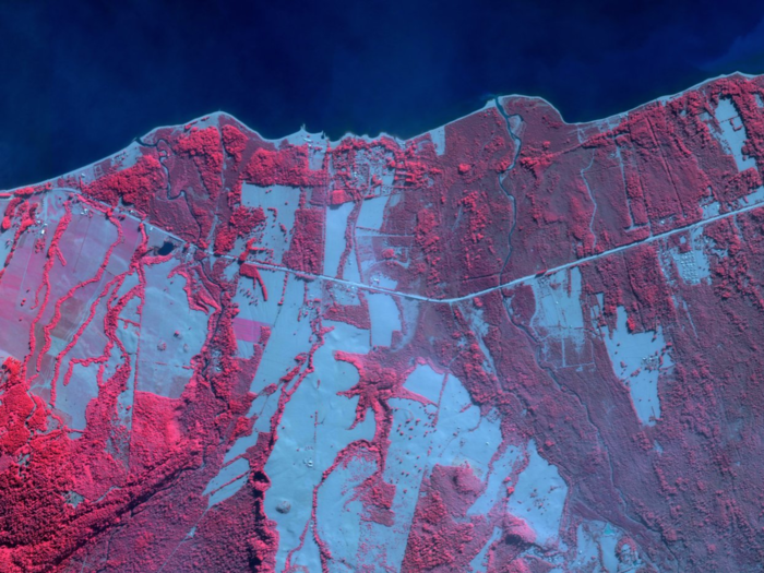 Chilean authorities stated that the initial eruptions of the Calbuco Volcano in southern Chile released approximately 210 million cubic meters of ash into the air. Striking infrared satellite images taken in recent days show the town of Ensenada, located at the based on the volcano, covered in a thick layer of gray dust.