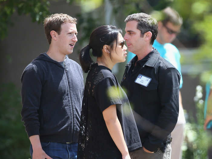 Mark Zuckerberg took a moment out of his busy day to chat with his pediatrician wife, Priscilla Chan, and Dan Rose, VP of Business Development and Monetization at Facebook.