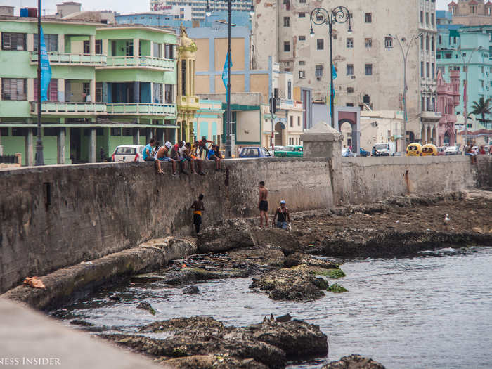 We spent one morning walking on the Malecón, the path between the seawall and a major Havana roadway. We saw a few people swimming along Havana