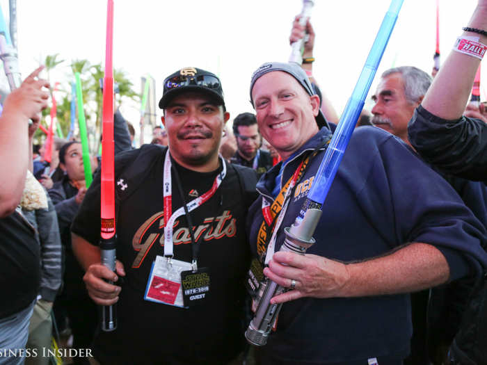 I made friends in line. As a teenager, Bruce Anderson (right) skipped school to see "Star Wars: Return of the Jedi" in theaters. He felt humbled to be part of this experience.