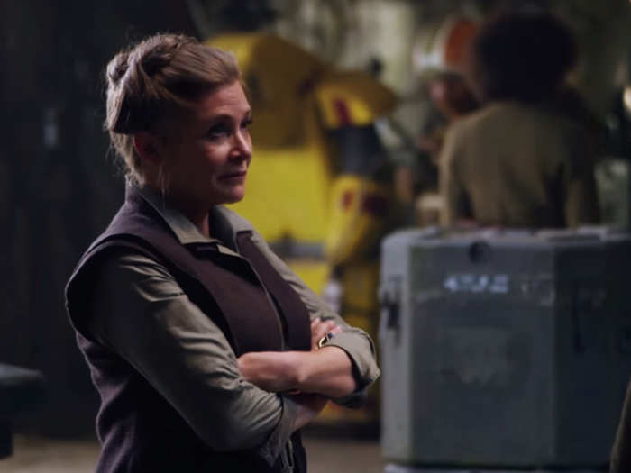 This is our first time seeing Carrie Fisher as princess Leia in the new movie.