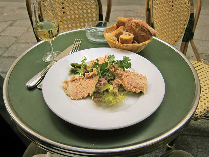 Rillettes are much like pâté. Spreadable and usually eaten with bread or crackers, rillettes are made of pork, heavily salted, and cooked in fat.