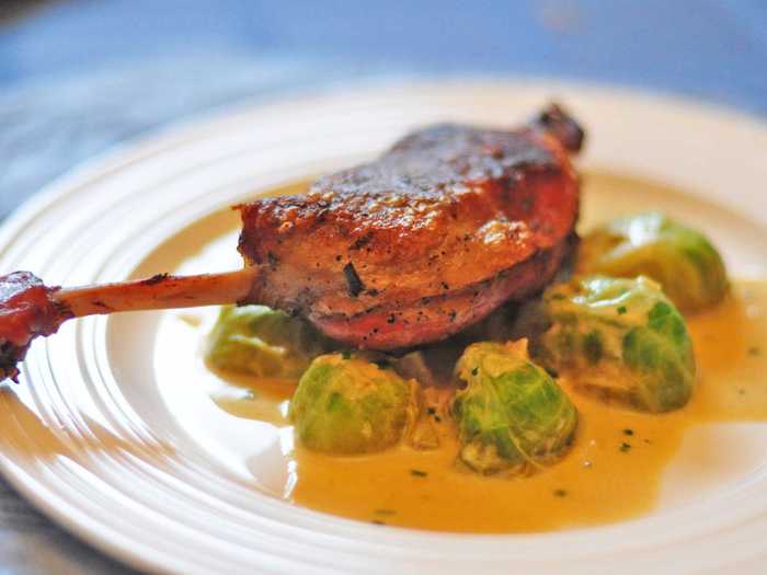 Duck is a meat often featured in French cuisine. Duck confit — duck legs cooked in their own fat — comes from Gascogne, a region in the south of France.