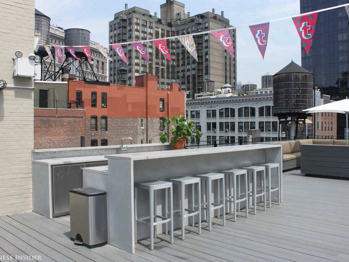 But the space works well for parties and happy hours, too. A bar on the roof is already set up and ready to go.