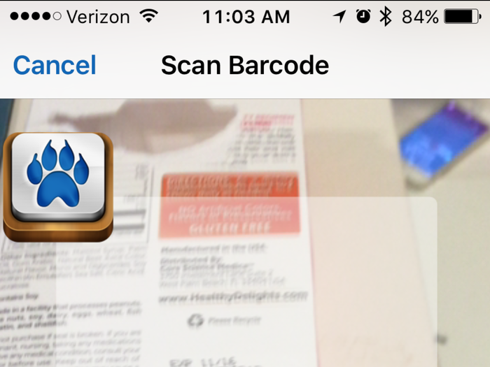 Another easy and useful way to add foods to your tracker is the barcode scanner option. It simply uses your phone