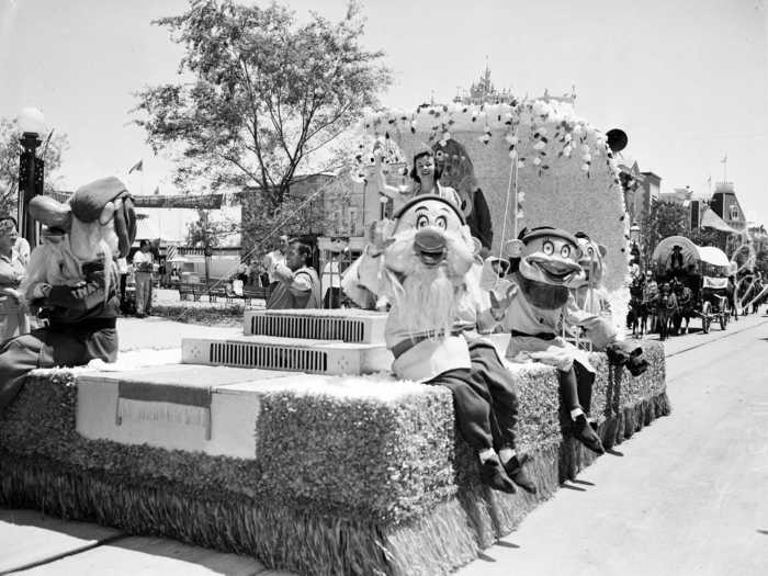 Snow White and the Seven Dwarfs and other iconic Disney characters rode in a parade down Main Street.