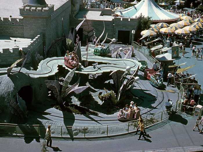 Disney dreamt up Fantasyland, pictured in the 1960s, as a fairy tale town inspired by Sleeping Beauty