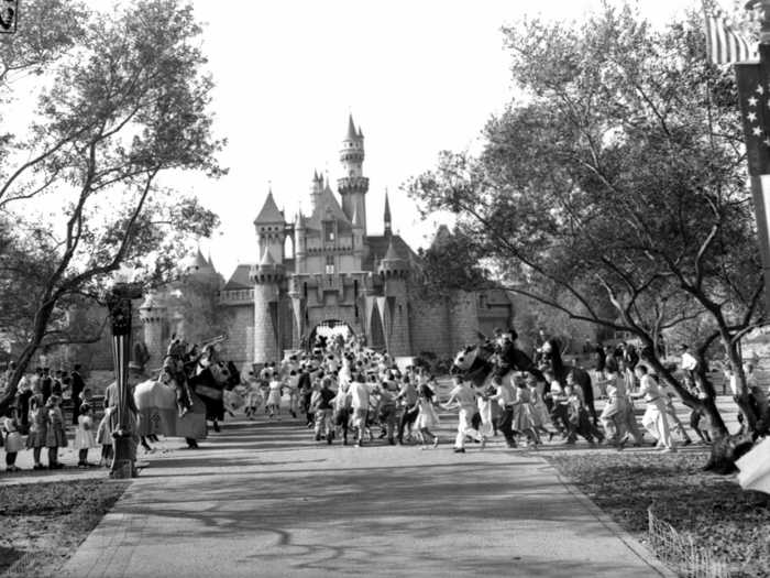 Upon opening, children raced across the drawbridge toward the castle, which was modeled after a real Bavarian estate. The drawbridge has been lowered once since, at the land