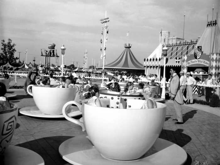 Visitors took a whirl in oversized teacups on the "Mad Tea Party" ride.