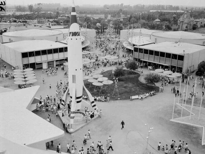 Its centerpiece, the TWA Moonliner rocketship, towered over the land.