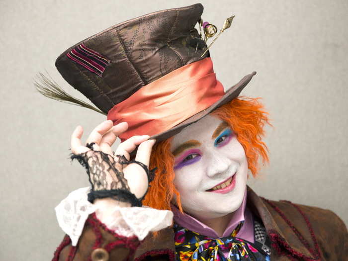 This cosplay fan is obviously a big admirer of the Mad Hatter from "Alice in Wonderland."