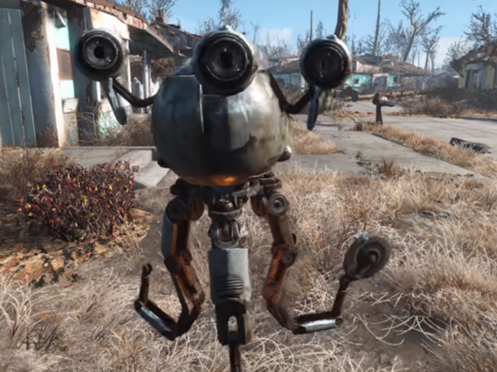 After a quick jaunt through the irradiated woods, you find your street and the house you used to live in. Amazingly, the floating robot butler you used to own – dubbed "Codsworth" – is still alive, still British, and still prepared to serve you. He does seem a teensy bit crazier for the time he