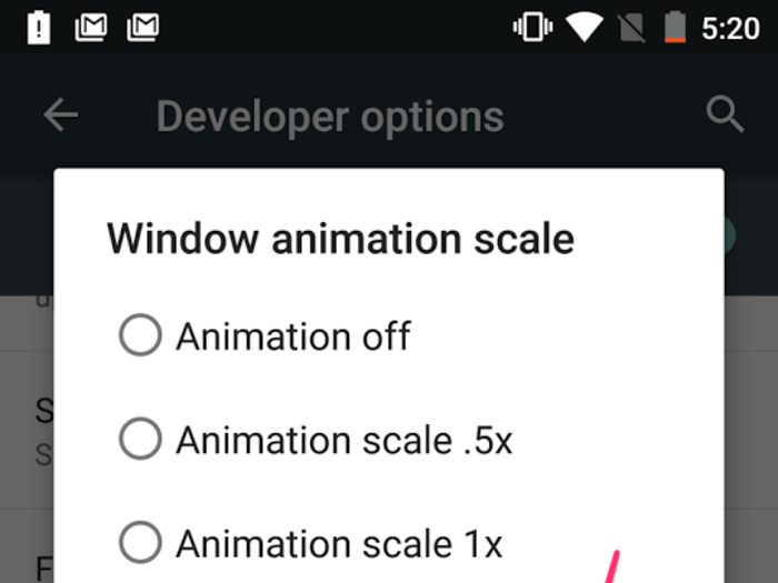 Tap each option and set the scales from the default from 1x to 10x.