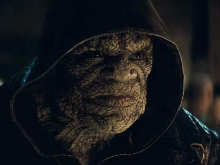 Adewale Akinnuoye Agbaje is unrecognizable as the reptilian Killer Croc.