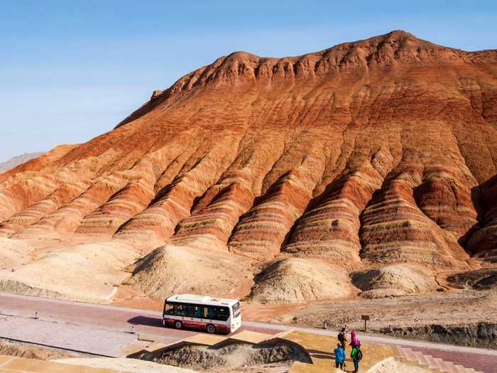 Walk through the Zhangye Danxia Landform Geological Park in Gansu Province, China, where you