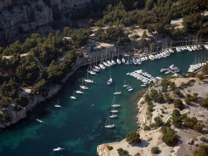 Another marina, about 40 minutes outside of the city, is the Calanque de Port-Miou, which is one of the three big Cassis calanques.