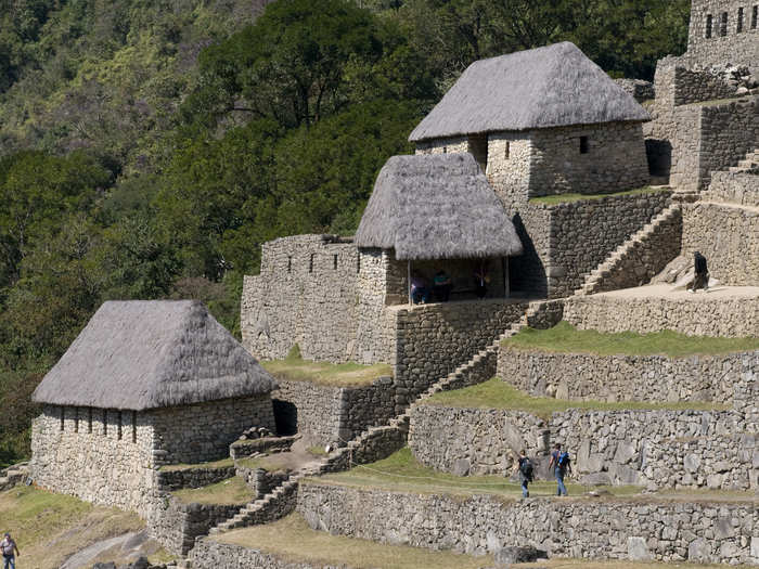 Machu Picchu contains terraces and gardens, granite temples and limestone houses, even staircases and aqueducts that are cut into the hillside.