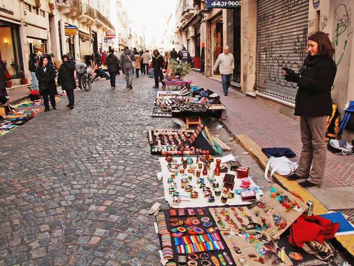 The San Telmo Antique Fair or the Feria De San Pedro Telmo in Buenos Aires, Argentina, stretches down the streets of the San Telmo neighborhood every Sunday. The real treasures at this market are mainly jewelry and antiques.