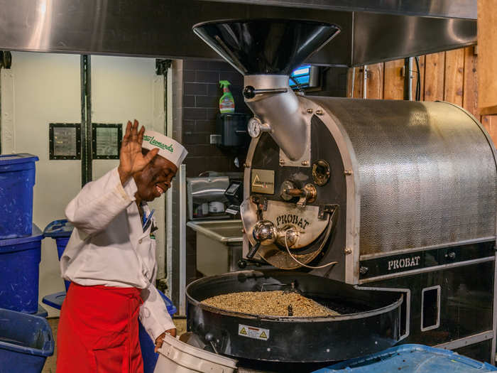 There’s no typical aisle set up, either: Navigating Stew Leonard’s is like going through Ikea. The coffee department is at the beginning of the journey — here an employee roasts the beans. The store offers freshly roasted beans in a ton of flavors.