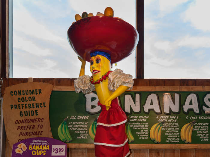 The swaying, salsa-singing Chiquita Banana looks over the bananas. The song was pretty catchy …