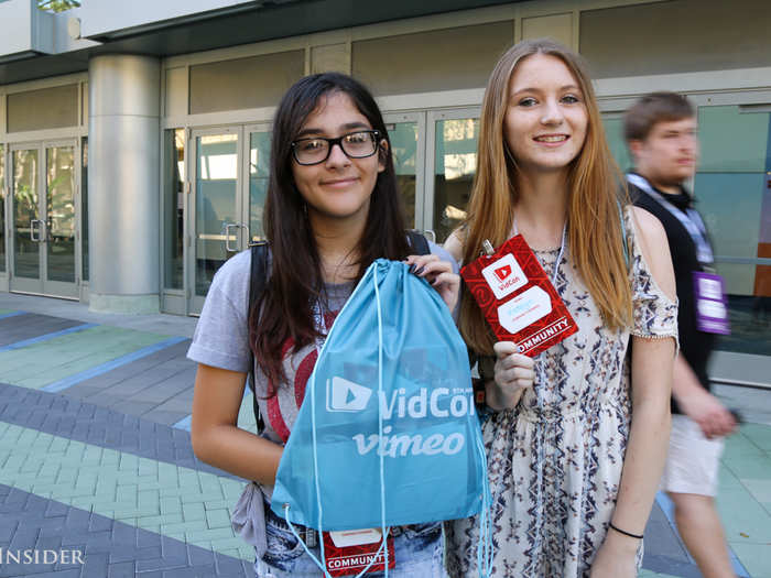 On registration day, attendees received these drawstring bags filled with stickers, pins, Mad Libs, and coupons for the stars