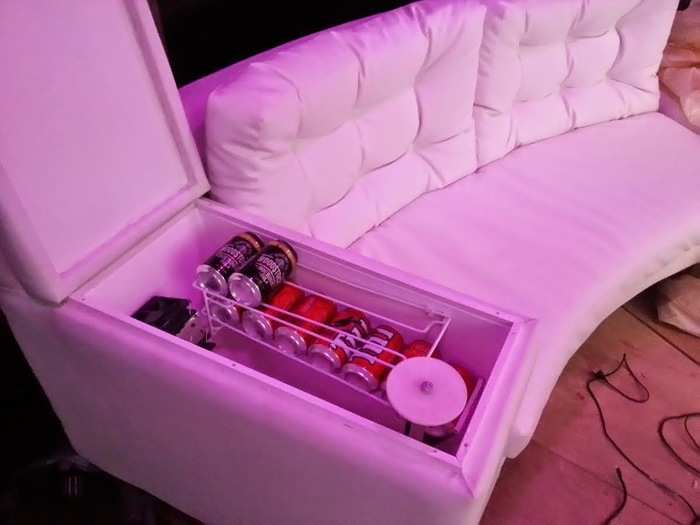 He even built a beer cooler that sits in the arm of his couch and can send him a notification when he