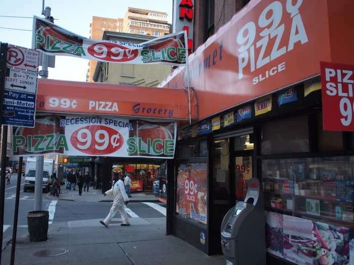 A slice of pizza in NYC.