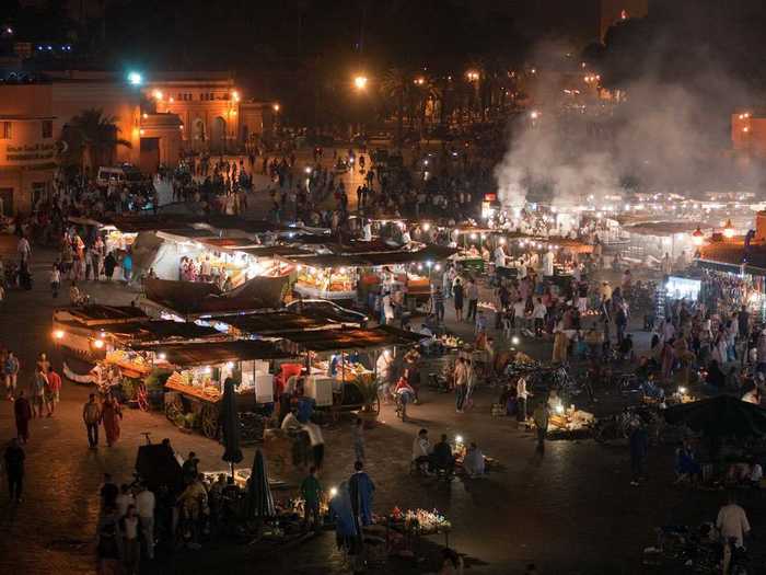 MARRAKESH, MOROCCO: Marrakesh combines the flavors of France, Africa, and the Middle East to offer food stalls where you can taste on-the-go bites like kefta (Moroccan meatballs) and mergez (spicy sausages) in the day. At night, dine at stunning restaurants like Bô-Zin, which is located in a mansion.