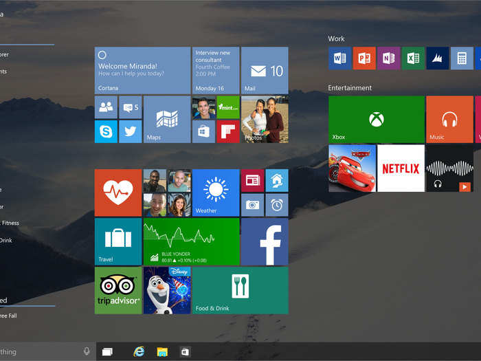 The new Start Menu