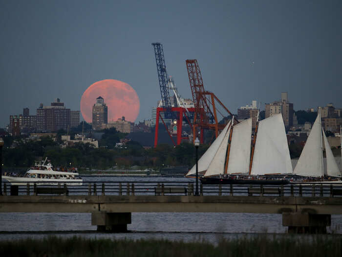 The Moon over Brooklyn, as seen from New Jersey.