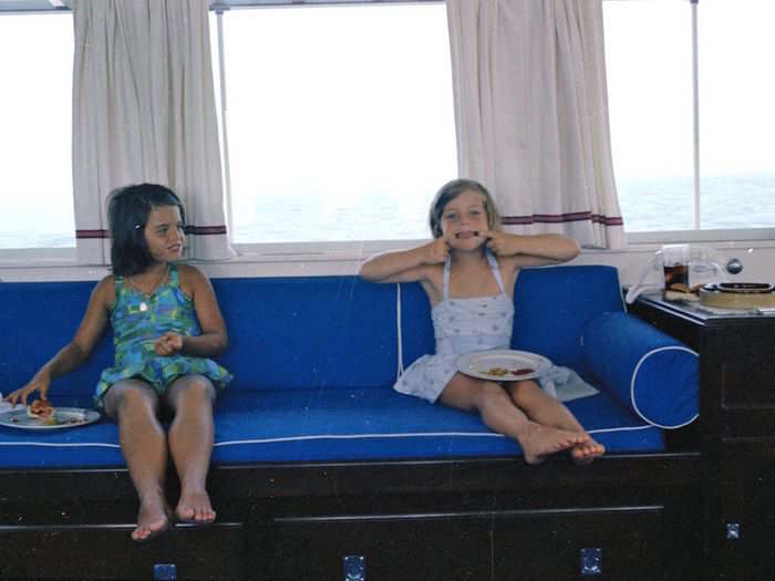 In this picture, an 8-year-old Maria Shriver and a 6-year-old Caroline Kennedy play on the presidential yacht during a cruise near Hyannis Port, Massachusetts, in 1963, just five months before John F. Kennedy was assassinated.