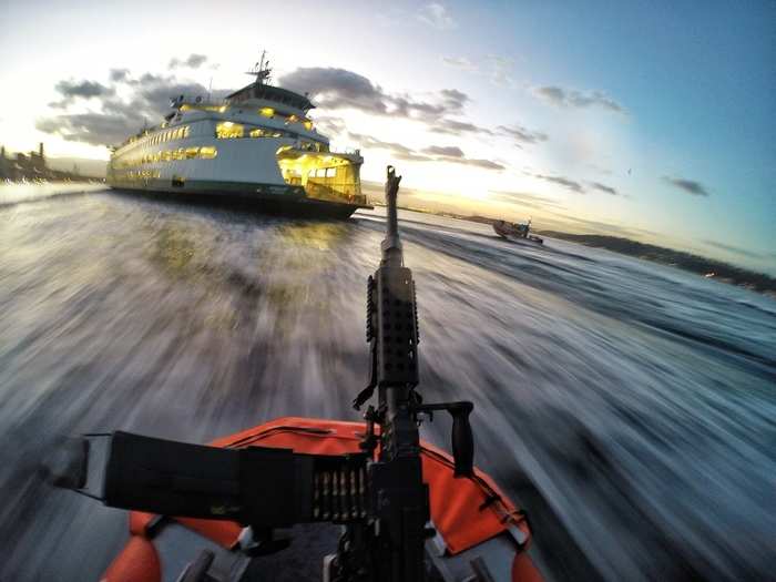 In the Puget Sound, the Coast Guard carries out frequent security operations to protect ferries that shuttle more than 22 million people in and out of Seattle each year.