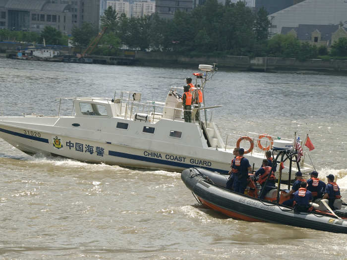 The Coast Guard operates internationally as well. In Shanghai, for instance, members of the US Coast Guard help train their Chinese counterparts.