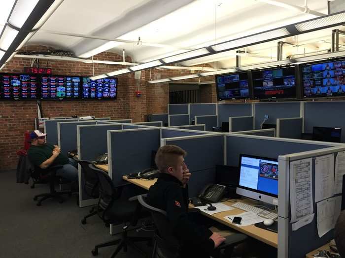 This is the logging room, where a team of people watch live events and record what happens during them.