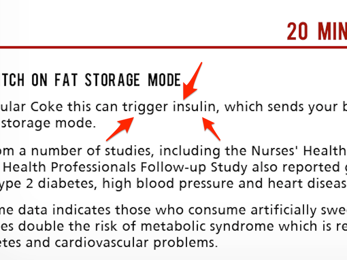 THE CLAIM: Aspartame triggers an insulin response, which causes the body to store fat.