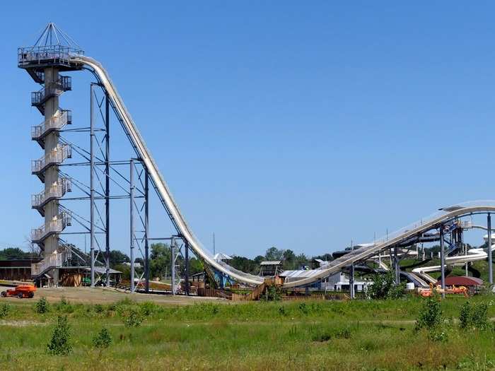 TALLEST WATER SLIDE: The Verrückt, located at the Schlitterbahn Water Park in Kansas City, Kansas, has a record-breaking height of 168 feet and seven inches.