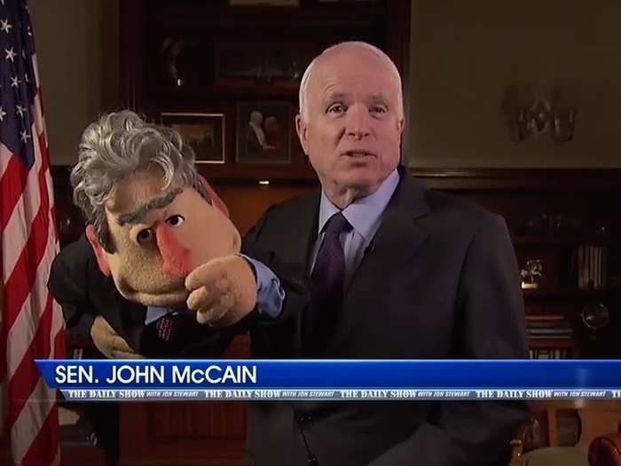 Sen. John McCain (R-Arizona), with puppet.