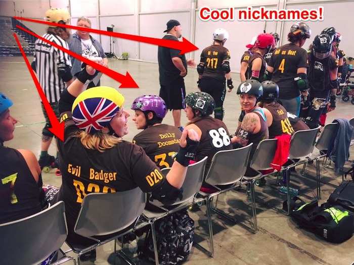 Skaters, officials, and EMTs, all have derby names. However, an increasing amount of players are starting to use their real surnames as the sport grows.