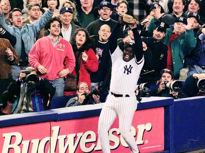 Charlie Hayes was acquired late in the season and platooned at third base with Wade Boggs. He caught the final out of the World Series.