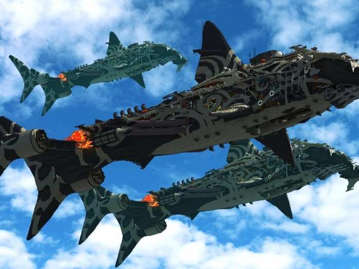 This hammerhead shark sky battleship is straight out of an unwritten sci-fi movie.