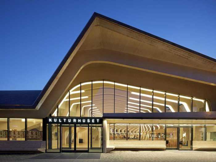 The unique design used for the Vennesla Library and Cultural Center in Vennesla, Norway, was modeled after the ribs found in a whale